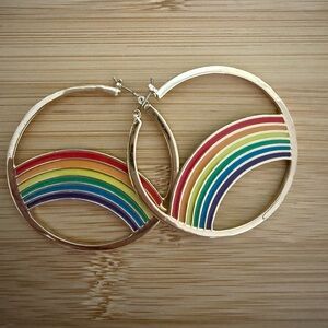 Betsey Johnson Rainbow Pride Hoop Earrings